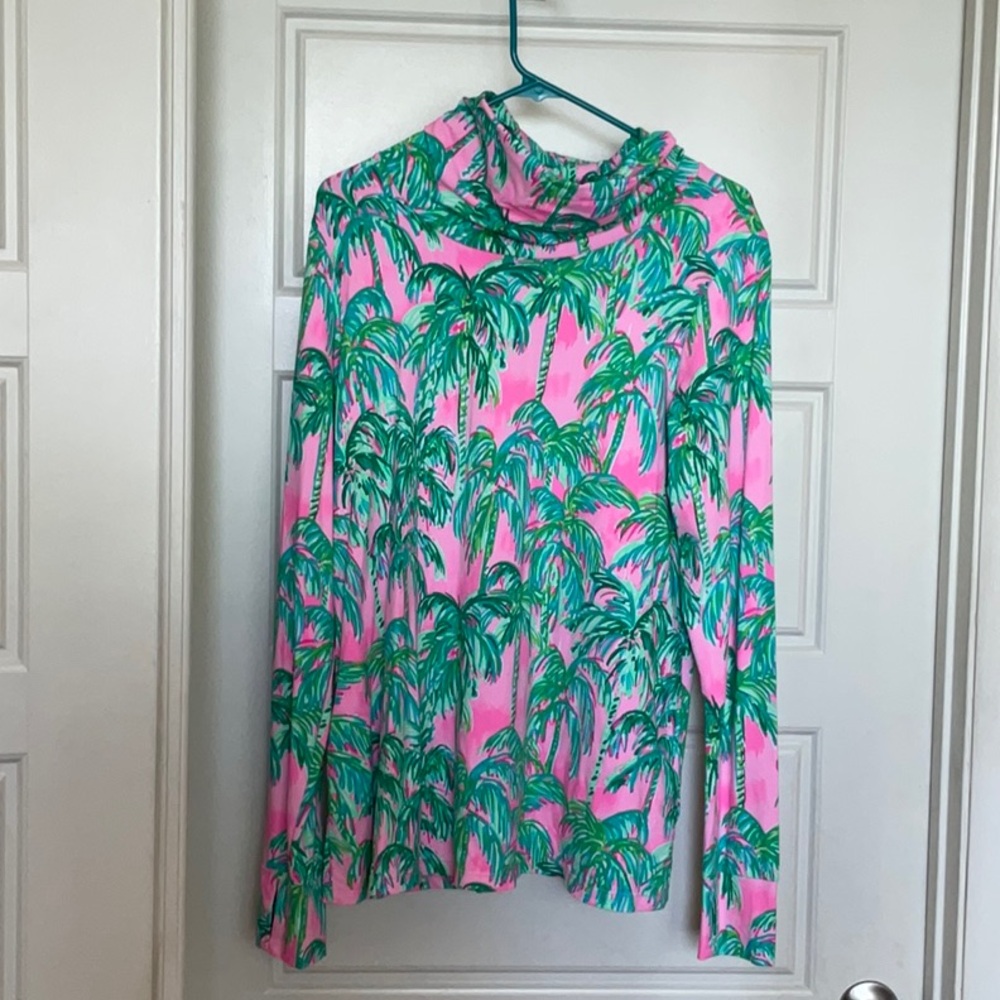 Lilly Pulitzer Pink and Green Palm Print Blouse